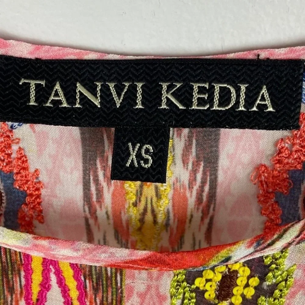 Anthropologie Tanvi Kedia Shivali Doman Sleeve‎ Top Pink Size XS Bohemian Boho - Picture 5 of 11